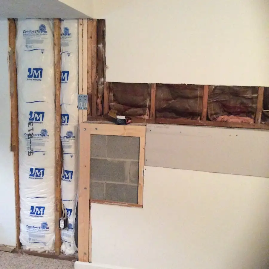 Wall insulation replacement during Contents Cleaning & Restoration in Kennebunk